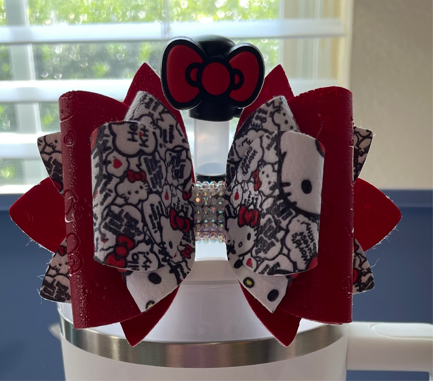 Red Hello Kitty Bow with straw topper