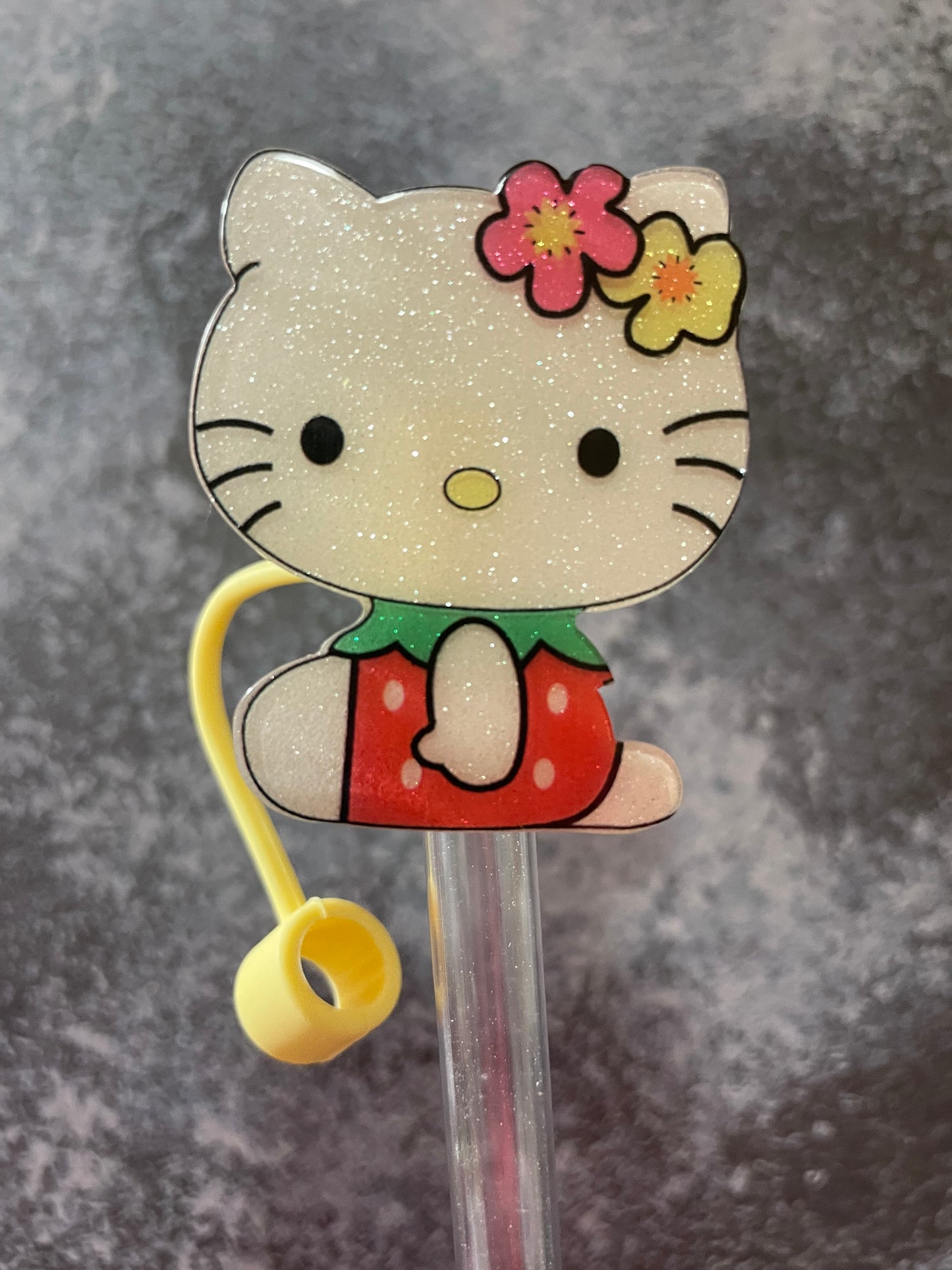 Large sparkly Hello Kitty straw topper